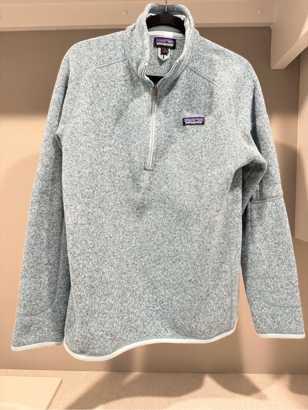 Patagonia Women’s Heathered Pale Blue Quarter-Zip Sweater